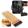 Kit Funcional Tabua Bamboo Retangular 48,3 Cm Corte Carne + Conjunto 16 Peas para Churrasco Cozinha