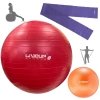 Kit Bola Yoga Vermelha 45 Cm + Overball Laranja 25 Cm + Faixa Elastica Media + Bomba Inflar Treino