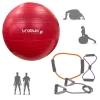 Kit Bola Pilates Premium Vermelha 45 Cm + Extensor Elstico 3 Tenses + Bomba Inflar Treino Academia