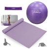 Kit Pilates Bola Su��a Roxa 55 Cm + Colchonete 1,73m + Mini Band Super Forte + Bomba Inflar Academia