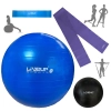 Kit Bola Suíça Azul 65cm+ Mini Band Forte+ Faixa Elástica Media+ Overball 25cm + Bomba Inflar Treino Kit Bola Suíça Azul 65cm+ Mini Band Forte+ Faixa Elástica Media+ Overball 25cm + Bomba Inflar Treino