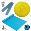 Kit Bola Pilates Amarela 75 Cm+ Bomba Inflar+ Faixa Elstica Forte + Rodinha Abdominal+ Tapete 1,73m