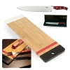 Kit Faca para Corte Churrasco + Tabua de Carne Retangular Bamboo 48,3 Cm Acabamento Verniz Cozinha