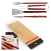 Kit Tabua de Carne Bamboo Retangular 48,3 Cm Acabamento Verniz+ 4 Utenslios Corte Churrasco Gourmet