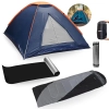 Kit Barraca Camping 3 Pessoas Panda+ Saco Dormir Max 2 em 1 de -5�c � +10�c+ Isolante T�rmico 180 Cm
