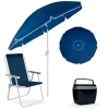 Kit Guarda Sol Articulado 2,50m Manivela + Cadeira Alta de Praia Piscina + Caixa T�rmica 12 L Parque