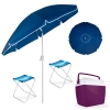 Kit Guarda-sol Articulado 2,50 M com Manivela Piscina + Caixa T�rmica 34l + 2 Banquetas Praia Parque