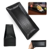 Kit 10 Travessas Rasa 21,5 Cm Prato Preto para Restaurante Comida Japonesa Buffet Sushi em Melamina