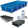 Kit Piscina Retangular 3000 L com Capa, Forro e Filtro 220v 2.200 L/Hr