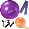Kit Pilates Bola Sua 55 Cm + Faixa Elastica Media + Overball 25cm + Par de Pegador