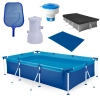Kit Piscina 3700 Litros em Ao + Forro + Capa + Filtro 220v + Peneira + Clorador Flutuante