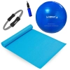 Kit Bola Pilates 65 Cm com Bomba + Tapete Colchonete Treino Yoga + Arco Anel Flexivel para Exercicios