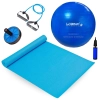 Kit Colchonete Tapete Yoga + Bola de Pilates 65 Cm + Roda Abdominal + Extensor Forte + Mini Bomba