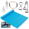 Kit 3 Extensores Multi Fun��o Tens�o Leve, Media e Forte + Colchonete Azul para Treino Exercicios