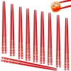 Kit 10 Pares de Hashi para Comida Japonesa 22 Cm Vermelho Decorado