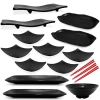 Kit 16 Peas para Sushi em Melamina / Plstico com Travessas Pratos e Hashis