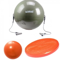 Kit com Disco de Equilbrio + Bola 65 Cm com Extensor + Over Ball 25 Cm