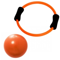 Kit Arco Alaranjado Anel Flexvel para Pilates + Over Ball 25 Cm
