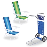 Kit Carrinho de Praia com Avano + 2 Cadeiras Ao 8 Posies Cor Sortidas