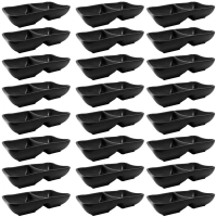 Kit 24 Molheiras Porta Shoyu com Divisria em Melamina/Plstico Preto