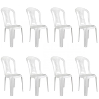 Kit com 8 Cadeiras Bistr em Plstico Suporta At 182 Kg Branca