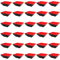 Kit 30 Mini Tigelas Quadradas Molheira em Melamina/Plstico Vermelho