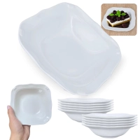 Kit 10 Tigelas Quadradas 250 Ml em Melamina Branca para Finger Food, Restaurante e Mesa Posta