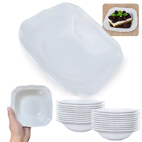 Kit 20 Tigelas Quadrada 250 Ml em Melamina Branca para Finger Food, Restaurantes Mesa Posta
