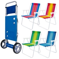 Kit Carrinho de Praia com Avano + 4 Cadeiras de Praia Ao