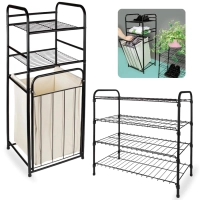 Kit Cesto de Roupa Suja Organizador Multiuso + Sapateira 4 Andares Casa Lavanderia