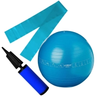 Kit Bola Suia 65 Cm com Ilustrao + Faixa Elstica Tenso Forte Azul