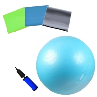 Bola Suia 65 Cm com Ilustrao Azul + Kit 3 Faixa Elsticas + Bomba