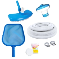 Kit Limpeza de Piscina Mangueira 4 M + Aspirador + Peneira + Cloro + Flutuador