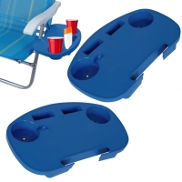 2 Mesas Portátil para Cadeira de Praia com Porta Copos Azul