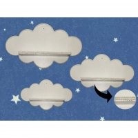 Kit de Nuvem em Mdf Decorada com Pérola Tam P, M e G Branca