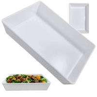Travessa Retangular 22,7 Cm Tigela Estriada Melamina Branca Servir Pores Salgados Petisco Food Truck
