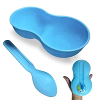Porta Leite em P Porta Papinha Baby Tigela Infantil com Colher Azul Bebe