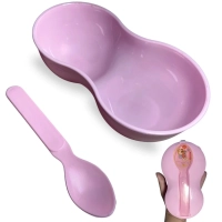 Porta Leite em P Porta Papinha Baby Tigela Infantil com Colher Rosa Bebe