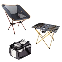 Kit Cadeira e Mesa Dobrvel + Bolsa Trmica para Camping e Pesca
