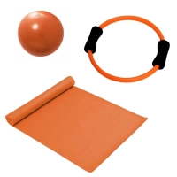 Kit Pilates Overball 25cm Laranja + Arco Anel Flexvel + Colchonete 1,70m