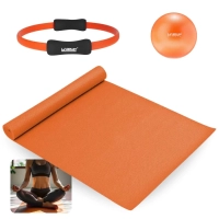 Kit Overball 25cm + Arco Anel Flexvel + Colchonete Tapete 1,73m para Treino Exercicios Yoga