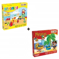Kit Jogo da Memria Brinquedos + Jogo Piratas 24 Peas em Madeira