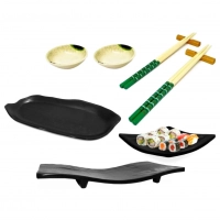 Conjunto para Sushi 11 Peas com Hashi, Molheiras, Pratos e Suportes