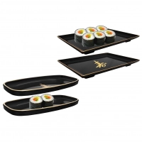 Kit para Comida Japonesa com 2 Pratos Retangular + 2 Mini Tigelas