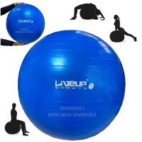 Bola Suia de Pilates 65 Cm Azul Treino Pilates Ginastica Academia Yoga Exercicios