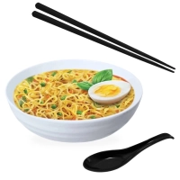 Kit para Sopa Japonesa com Tigela 800 Ml + Colher + Par de Hashi Preto