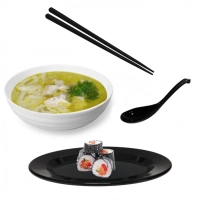Kit para Sopa Japonesa com Tigela 800 Ml + Prato Oval 25cm + Colher + Par de Hashi