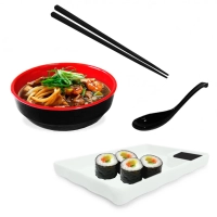 Kit para Sopa Japonesa com Tigela 450 Ml + Prato 21cm com Divisria + Colher + Par de Hashi