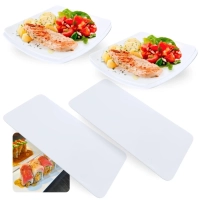 Kit 4 Pratos Quadrados 24 Cm + 2 Travessas Retas 27cm para Sushi e Petisco em Melamina