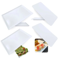 Kit 2 Travessas 24,8 Cm Retangular Rasa + 2 Travessas Retas 27cm para Sushi Restaurante Comida Japonesa
